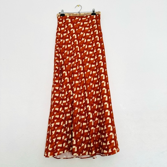 ZARA Orange Yellow Cream Beaded Maxi Skirt Size Small - Picture 9 of 16